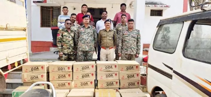 दंतेवाड़ा पुलिस की बड़ी कार्रवाई: 45 पेटी अवैध अंग्रेजी शराब जब्त